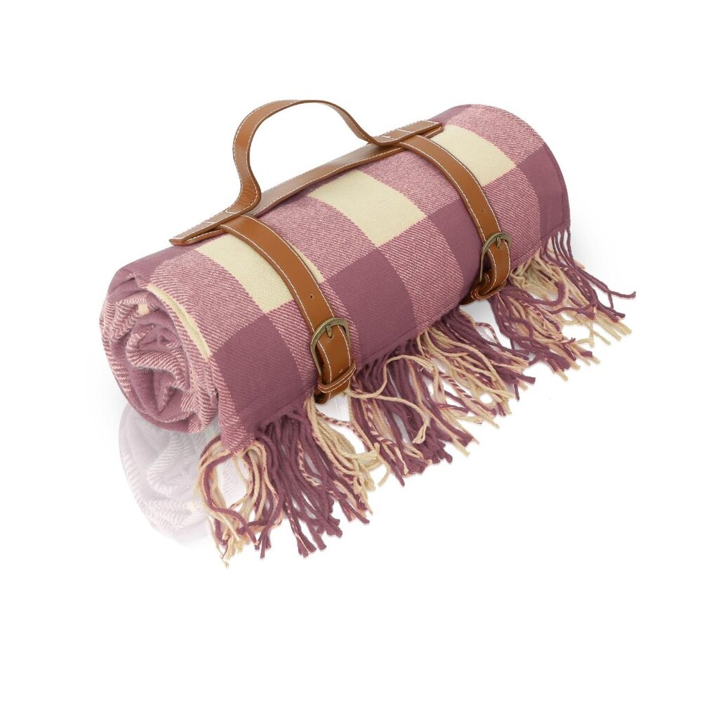 Picnic Blanket Extra Large Waterproof with Strap 59"x79" - Machine Washable Tass